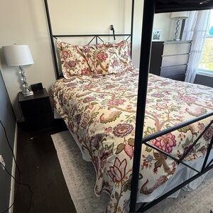 Duvet & 3 Euro Sham Floral Shabby Chic Pink Beige Sage Homemade Set Cottagecore